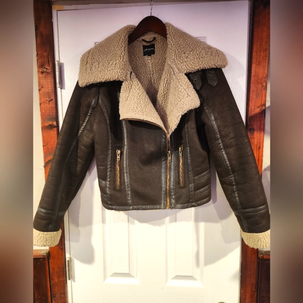 Jules + James faux shearling moto jacket